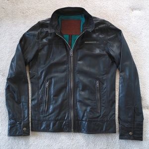 Superdry Black Leather Bomber Jacket